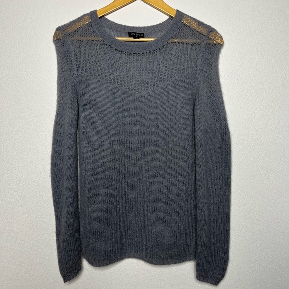 Tahari Alpaca Wool Blend Sheer Shoulder Sweater S - Picture 2 of 5